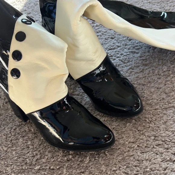 CHANEL - “AUTHENTIC” White and Black Heeled Boots - Picture 8 of 8